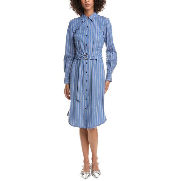 Derek Lam 10 Crosby WomensVeronica Belted Shirtdress, Blue Derek Lam 10 Crosby WomensVeronica Belted Shirtdress, Blue